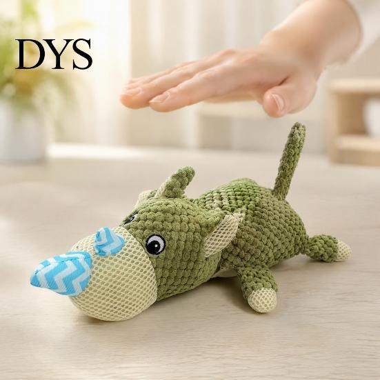 Corn Velvet Pet Plushies Squeaky Plush Dog Toy with Sound, Simulated Rhino/Monkey Shape Chew Toy, Toys for Dogs Durable Mesh Splicing Interactive