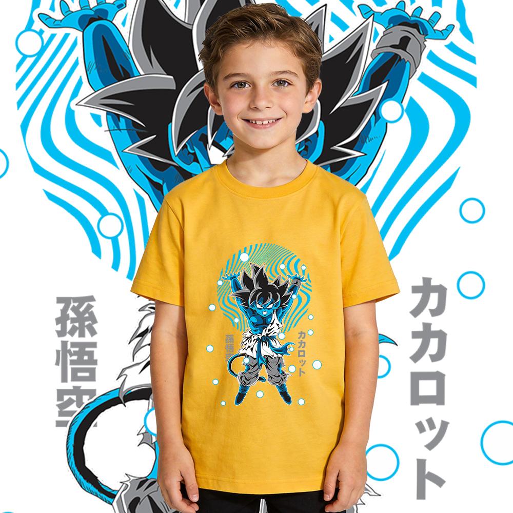Dbz Goku Anime Print Pure Cotton T Shirt for Boys Girls Casual Short Sleeve Kids Summer Top Soft Breathable Lightweight