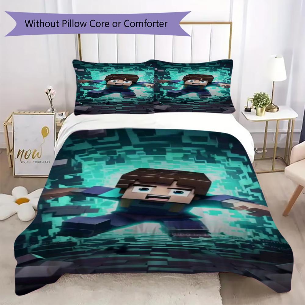 Block World Adventure Bedding 1 Duvet Cover 2 Pillowcase Without Core Without Core Christmas Birthday Gift Duvet Cover And Pillowcase
