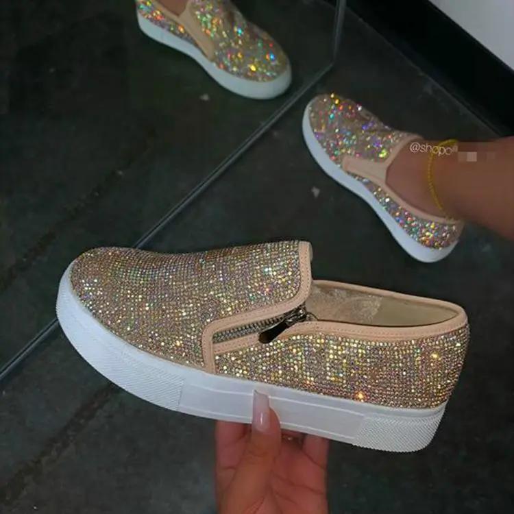 Fashion Women Bling Flats Sequins Crystal Studded Slip On Lazy Loafer Flat Round Toe Rhinestone Shoes 2025 Fashion Female Sneakers 8bv