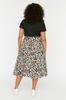 Women's Style Plus Size Black Slit Woven Viscose Skirt