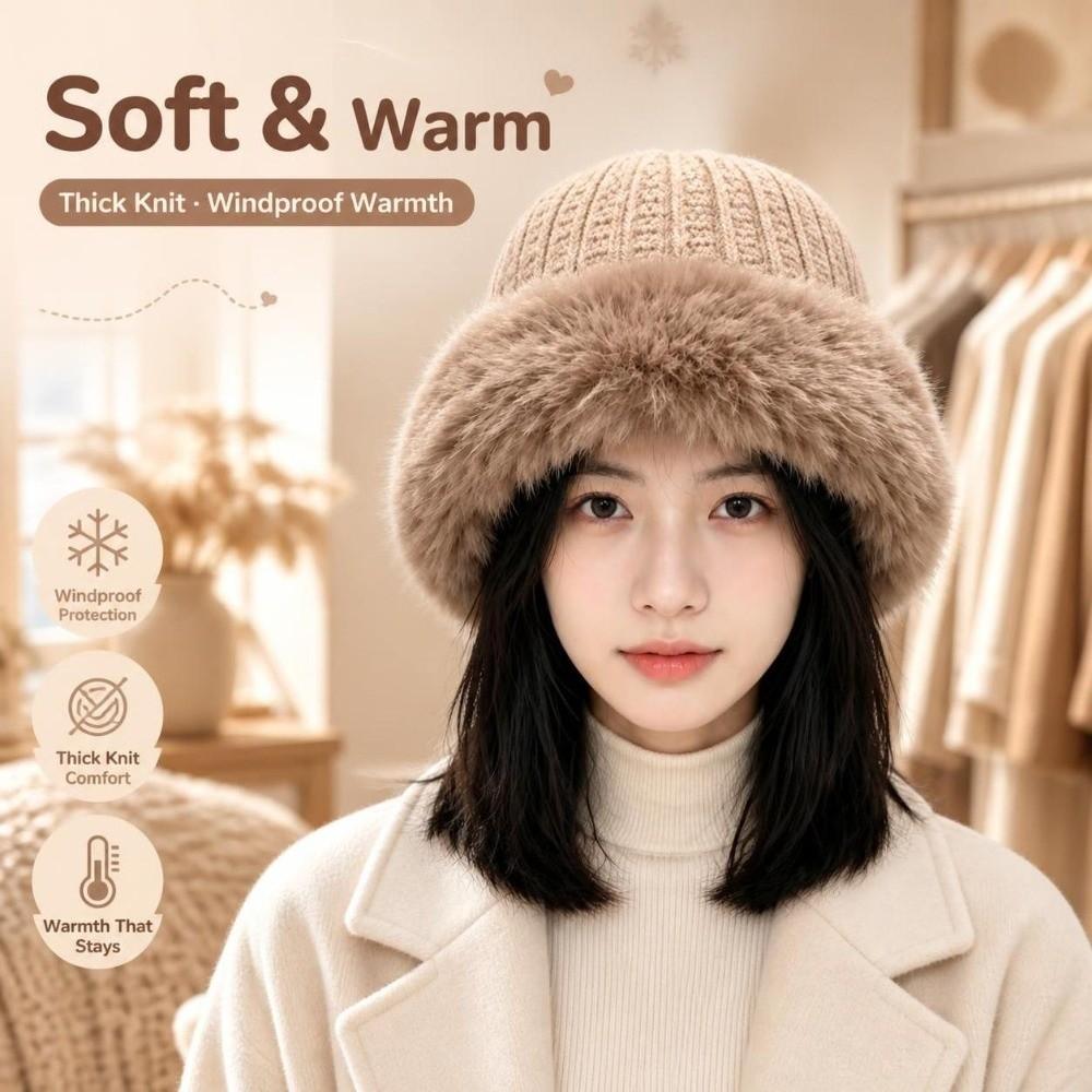 Windproof Knit Beanie Hat Cold-Resistant Warm Knitted Cap Stylish Slouchy Winter Hat  Outdoor Wear