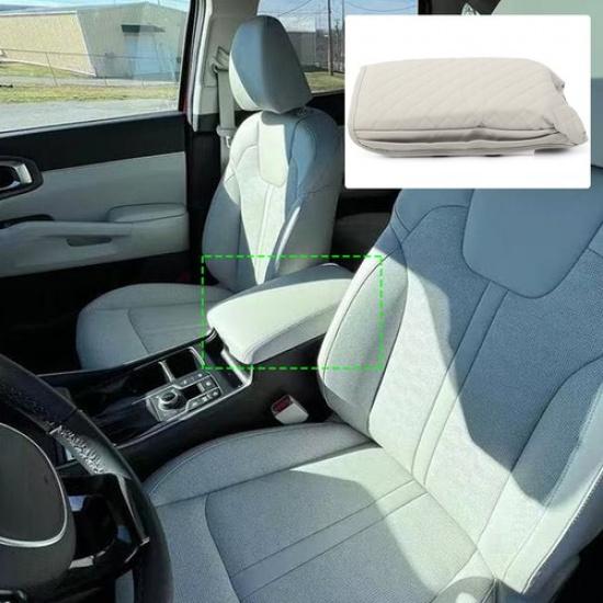 Gray PU Leather Center Console Armrest Box Cover Trim For Kia Sorento