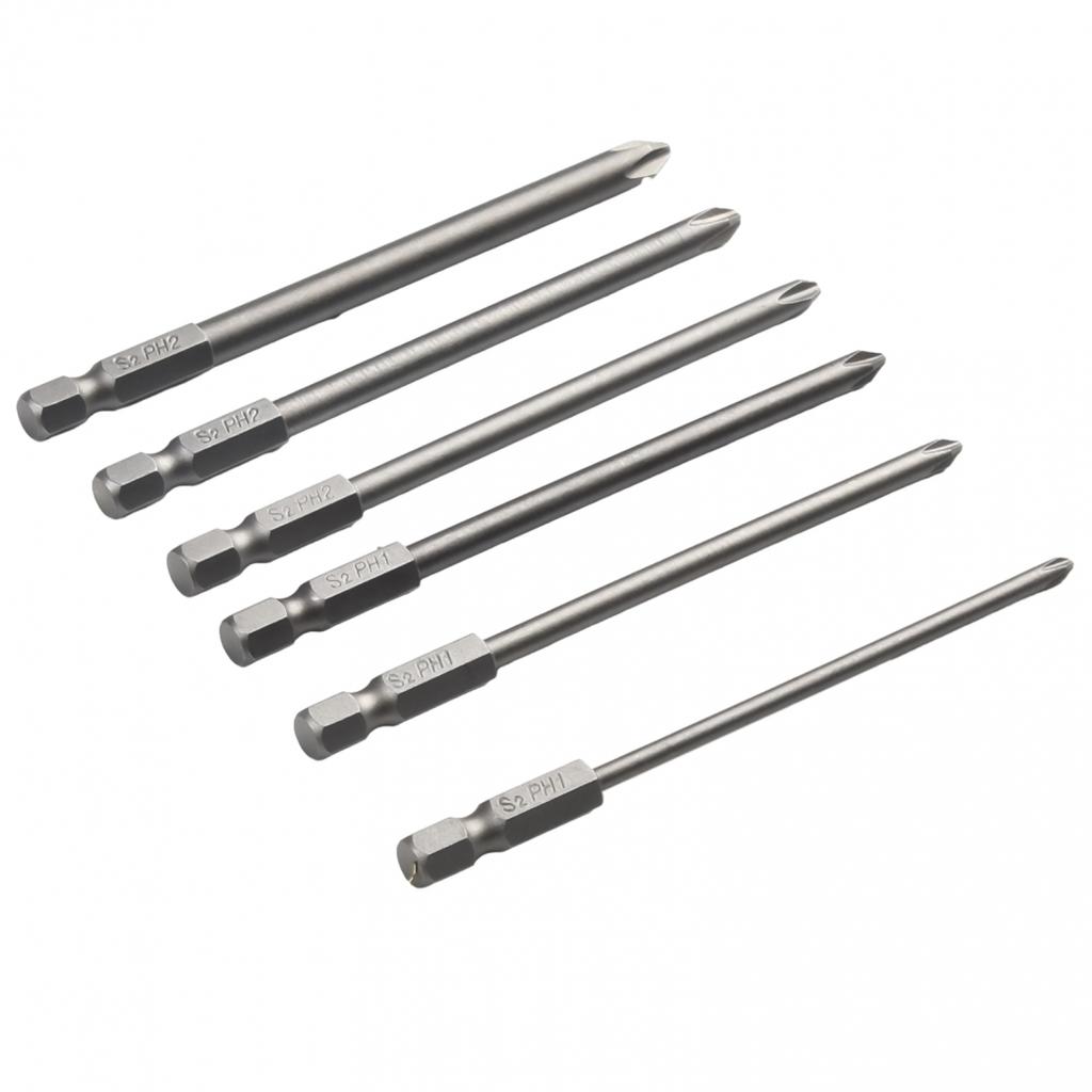 Home Screwdriver Bit 100mm Long 6Pcs/Set Cross Head