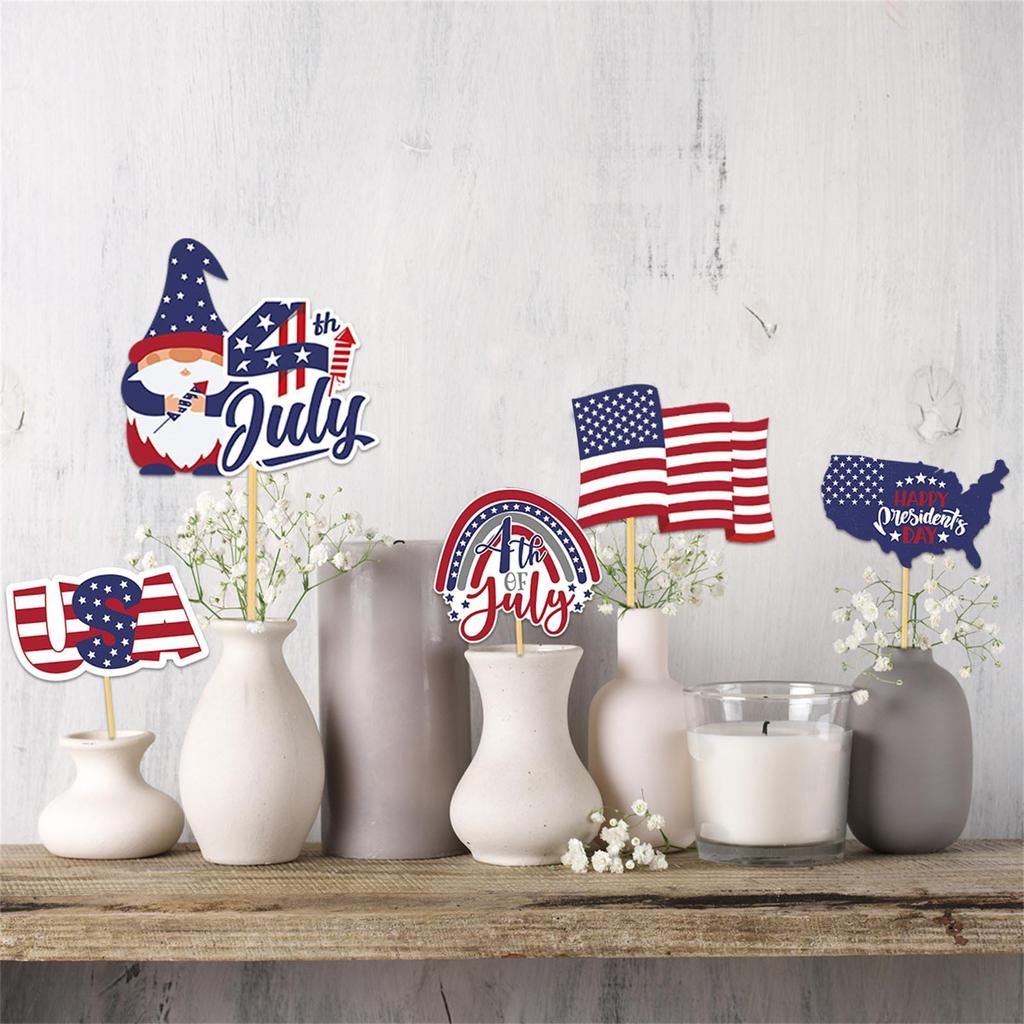 New Independence Day Card Insertion Party Photography Props, Vase Insertion,20 Piece Label Set