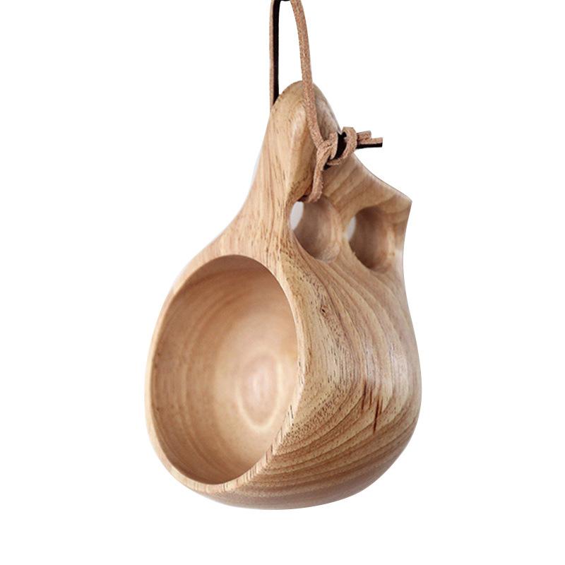 

Ручні скандинавські дерев яні чашки Портативні Кукса з ремінцем Кавова кружка Чашка для молока 250 мл Чашка для чаю та кави Дерев яна кавова кружка