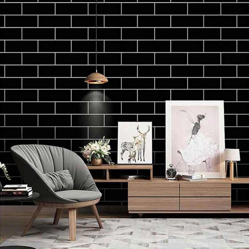 40cm Decorative Walls Paper Wall Stickers Adhesive Wall Wallpaper Waterproof and Anti Fouling Living Room Black Brick Pattern