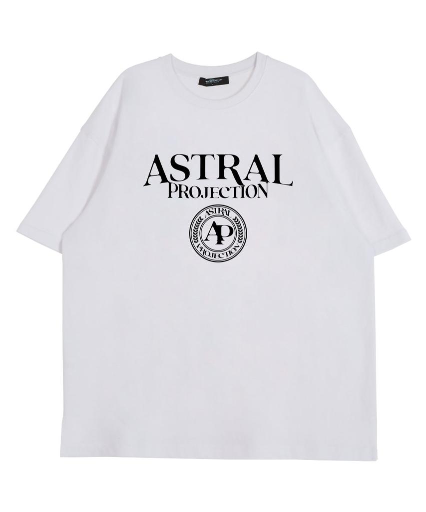 ASTRAL PROJECTION Lettering Logo Emblem Round Neck 15-Count Cotton Short Sleeve T-Shirt_White