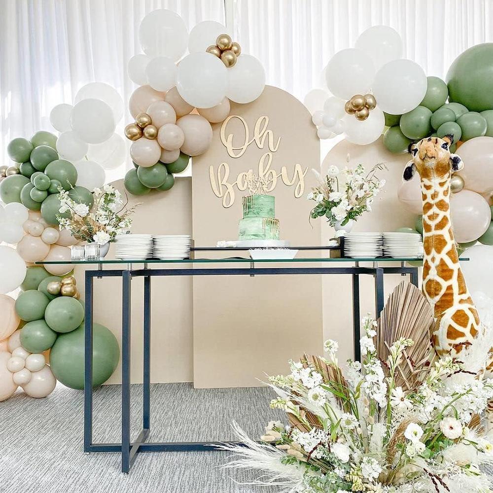 159PCS gray green latex balloon set suitable for birthday parties, weddings, Valentine's Day parties, and decoration