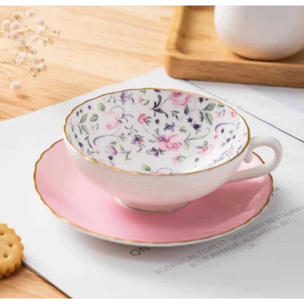 Cupa de Cafea Ceai din Porțelan Osos de Lux Nobil și Farfurie Set Linguriță Cană Ceramică 200ml Tavă din Porțelan Avansat Pentru Cadou Petrecere Cafea
