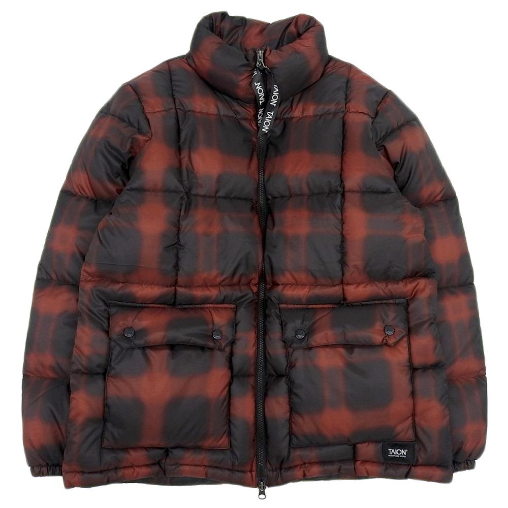 TAION Red Check Mountain Packable Volume Down Parka Jacket Men's Black Red M Jacket M Black / redUsed