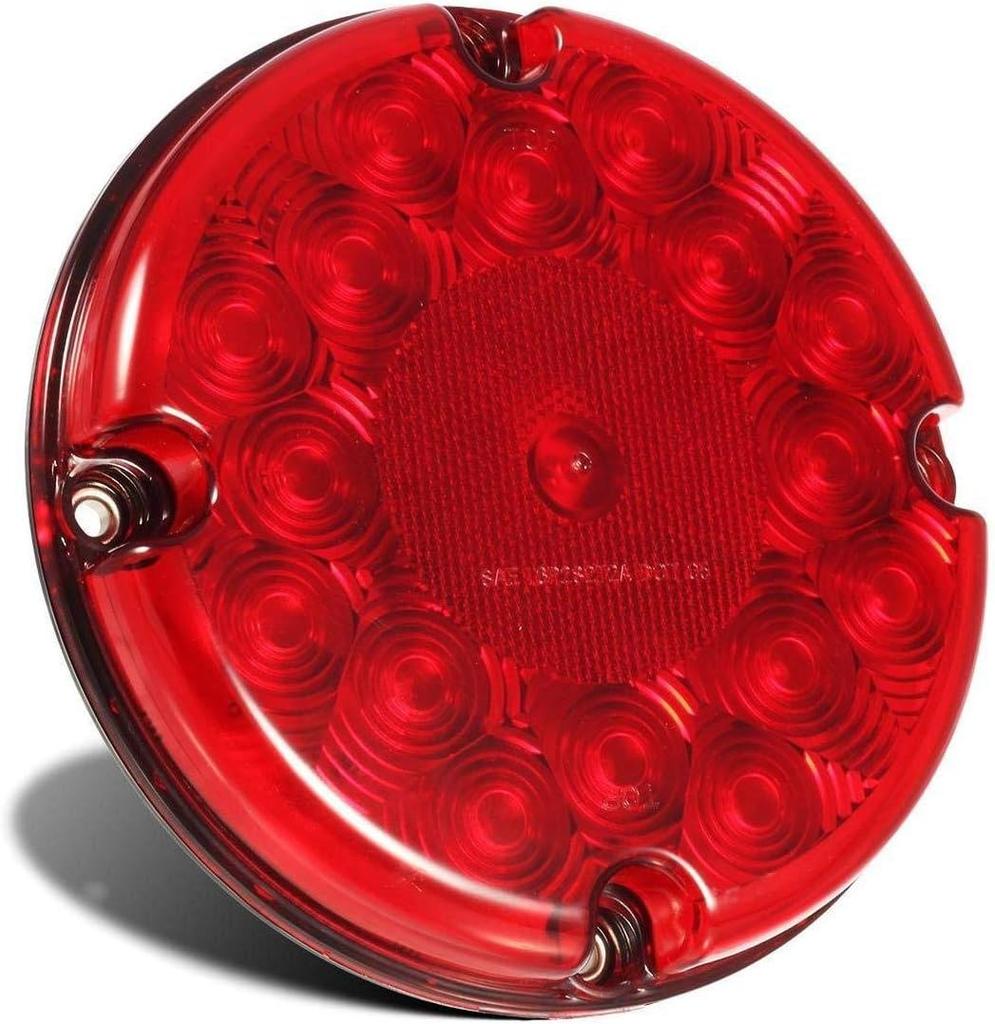 4Pcs Red 7' Round LED Bus Stop Tail Lights for Trucks Trailers RVs