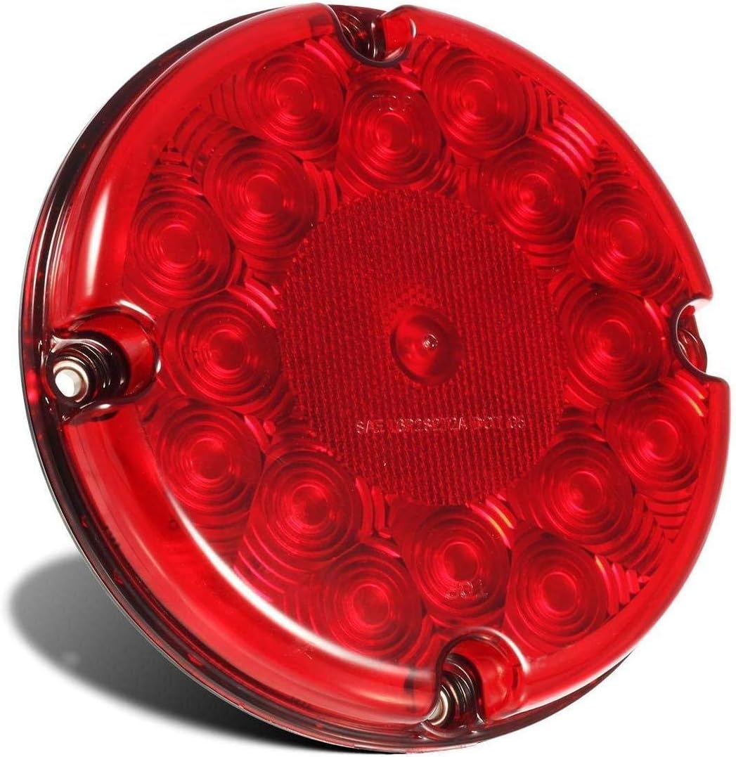 

4Pcs Red 7 Round LED Bus Stop Tail Lights for Trucks Trailers RVs United States