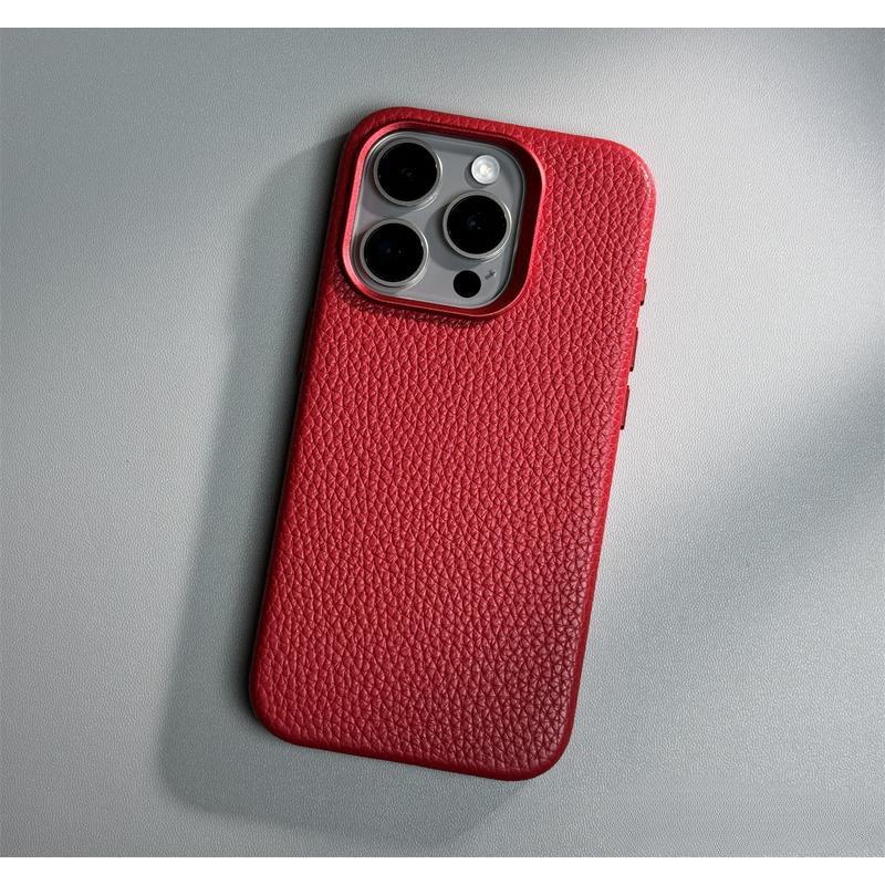 Premium Leather Magnetic Charging Case For iPhone 12 13 14 15 16 17 Pro Max Solid Color Business Metal Camera Protection Cover