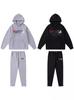 Sudadera con capucha de forro polar bordada con toalla roja y negra, conjunto unisex, ropa de calle holgada, chándal