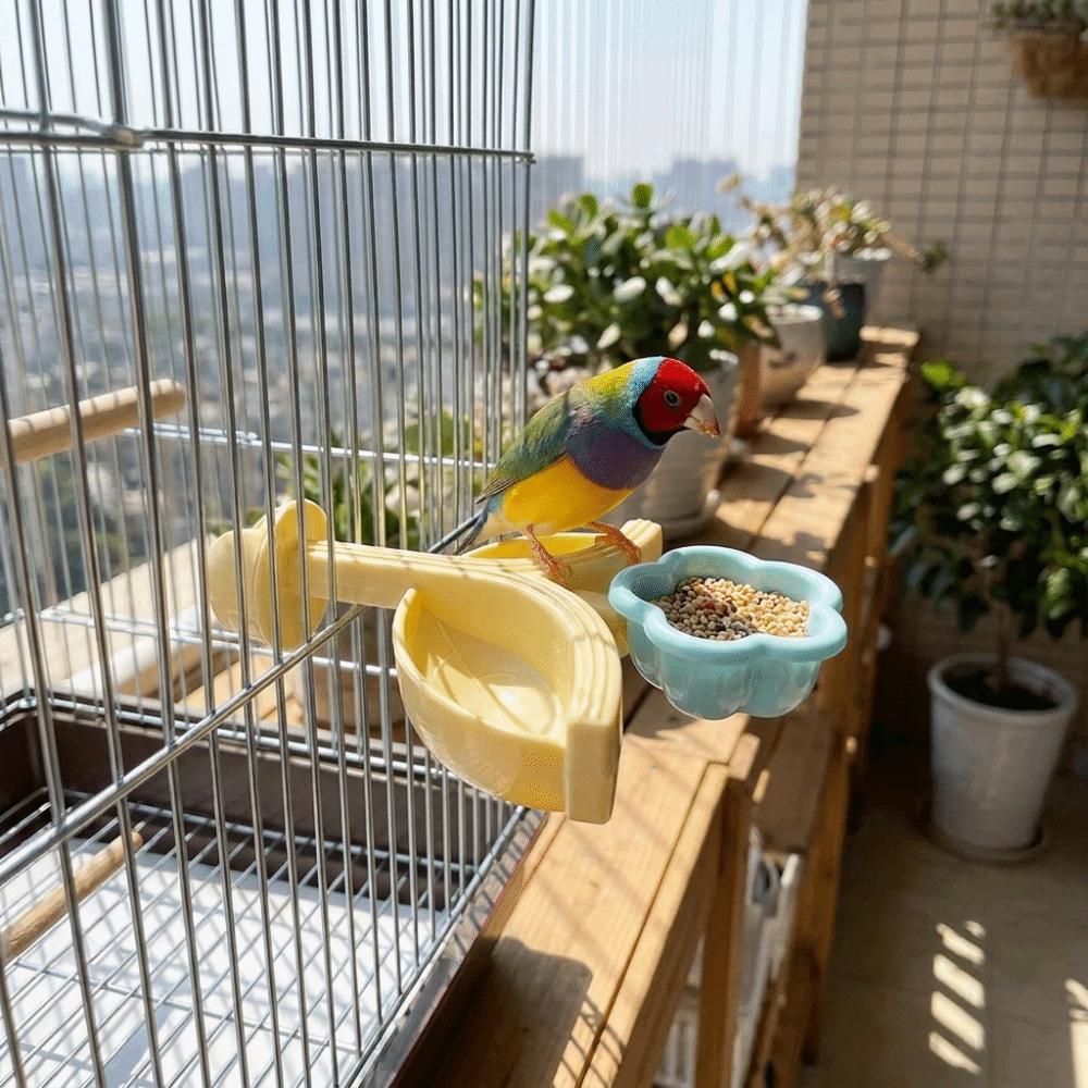 Anti-Splash Parrot Perch Feeder Detachable Bird Food Stand Parrot Feeding Holder Bird Feeding