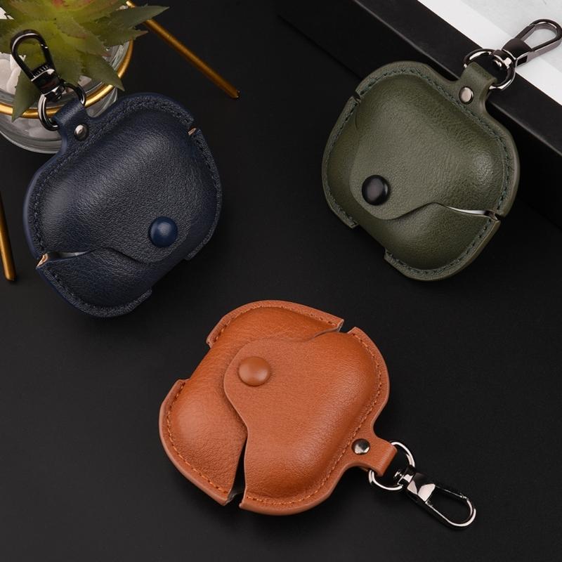 Upgrades Leather Clip Case with Carabiner Elegant Protective Leather Case Earbud Storage Case for Earbud Buds 3/3 