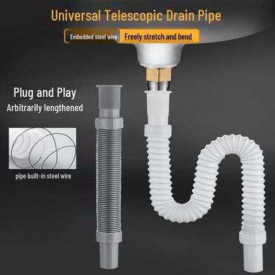 80cm Ausziehbarer PVC Abwasserablauf-Verlängerungsschlauch für Spüle und Waschmaschine