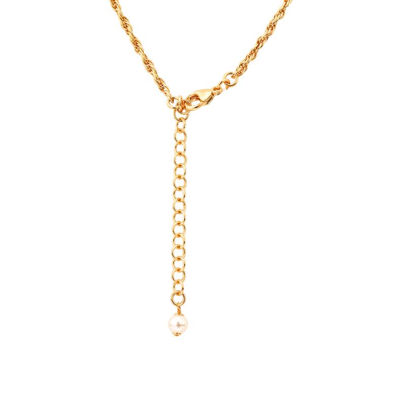 CHANEL Double C Letter Crystal Metal Necklace Women's