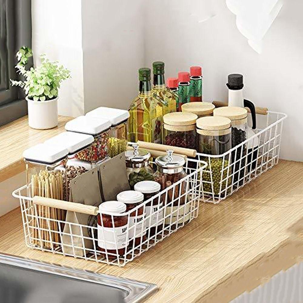 Rectangle Iron Wired Basket Metal Vegetable Fruit Snack Holder  For Bathroom Kitchen