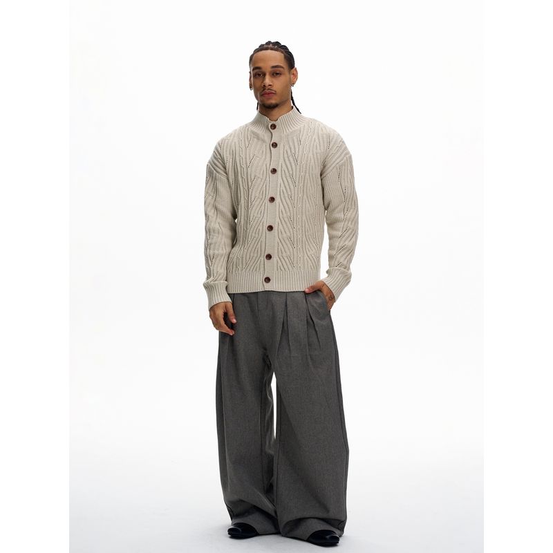 Kisko American Retro Twist Pattern Lazy Cleanfit Sweater Unisex High-End Loose Casual Jacket Ins