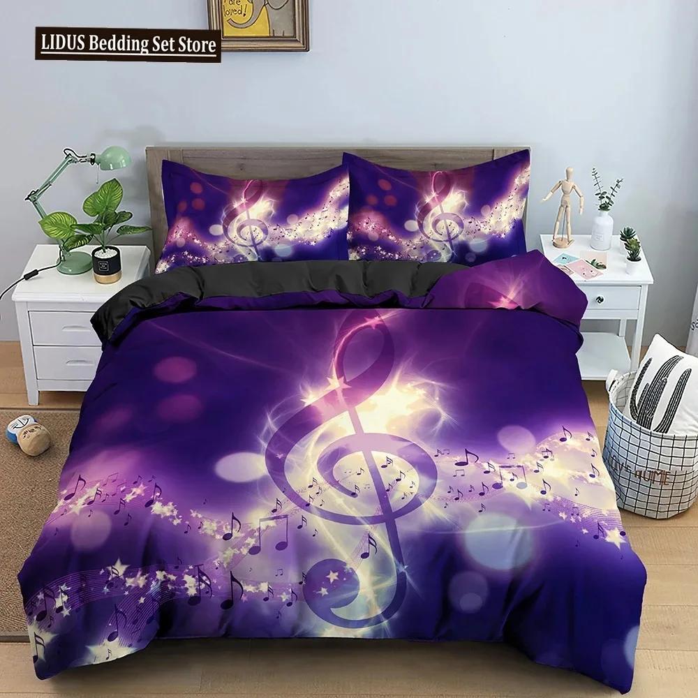 Music Notes Bedding Set Duvet Cover Set Piano Keys Keyboard Bed Set Classic Music Melody Comforter Cover For Kids Boys Girls