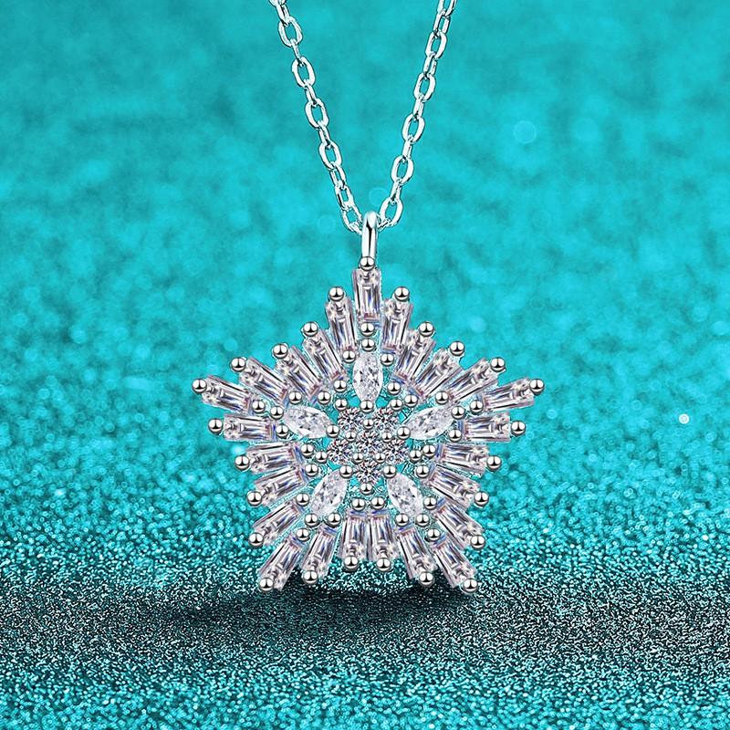 Sterling Moissanite Star Pendant Necklace Women Elegant Geometric Cut Long Drop Chain Jewelry 925 Sterling Silver