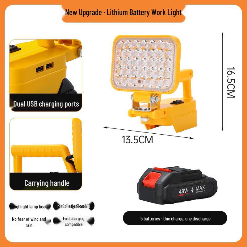 Portable Emergency Lithium Battery Floodlight for Camping, Construction, and Car Repairs