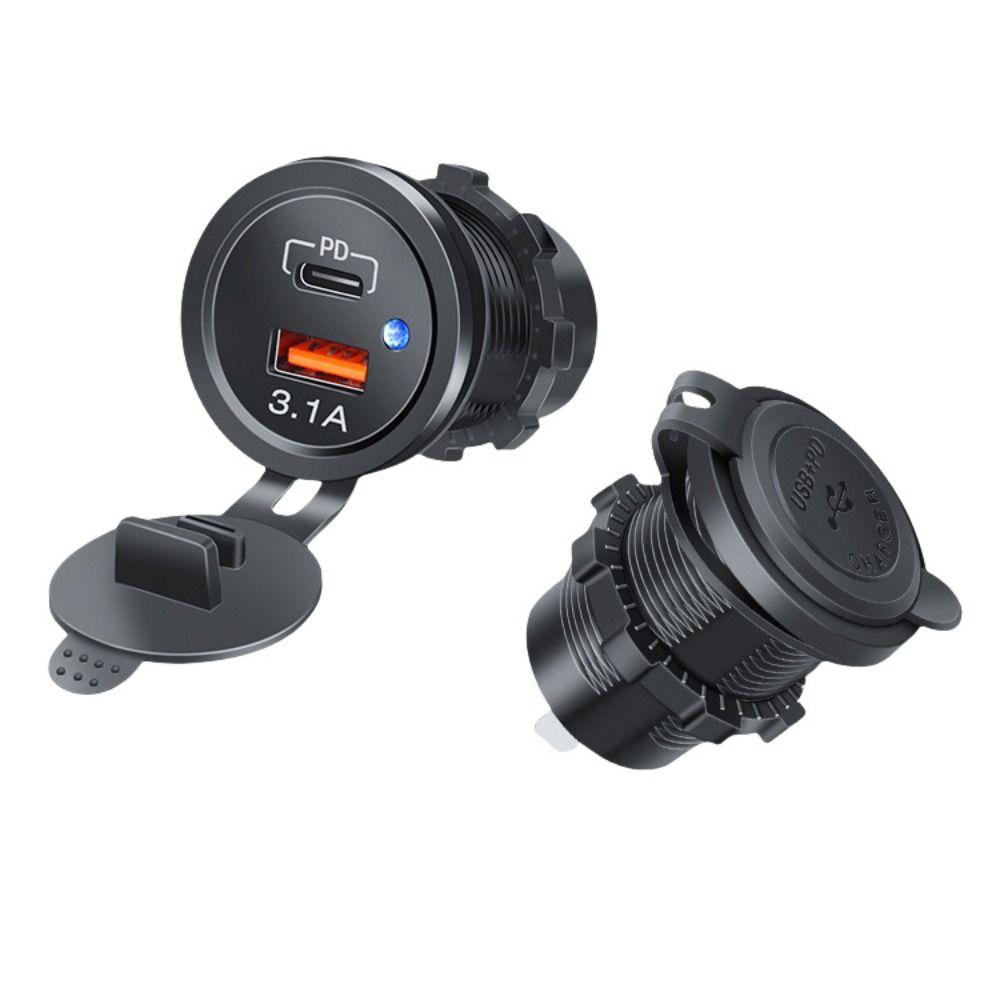 LED Light Car Charger 12V-24V Power Socket Adapter PD USB Outlet  RV