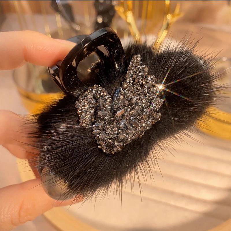 

Elegant Swan Black Plush Hair Clip Women Headwear Ornaments Accessries 1pc