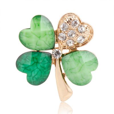 Kobiety Broszka Wykwintne Rhinestone Czterolistna Koniczyna Broszka Odznaka Oddział Pin Akcesoria Ślubne