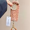 Brown Leather Pattern Small Floral Bow Suitable for IPhone 16promax Mobile Phone Case Apple 15plus