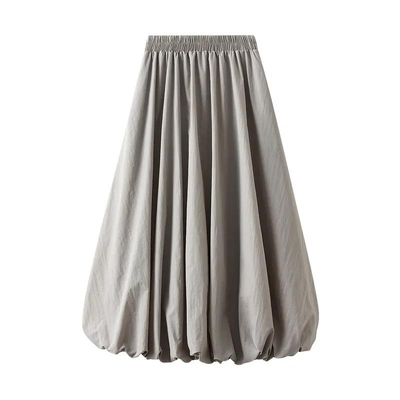 Women's Balloon Long Skirts Street Elastic Waist Flowy Loose Cargo Skirt Aesthetic Women Clothes