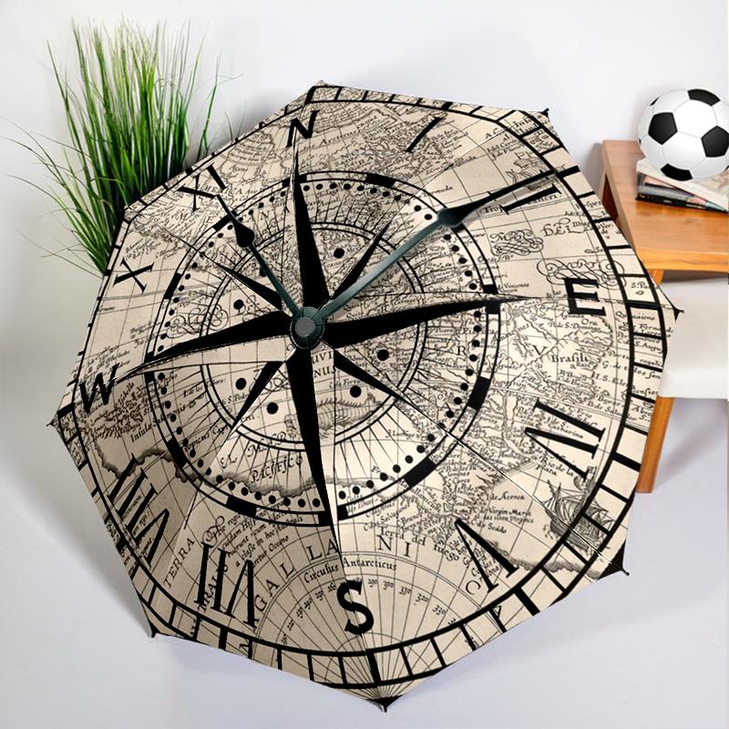Navigational Compass Umbrella Automatic Open/close, Sturdy Iron Frame & 8-Rib Struct, Umbrella for Women & Men, Christmas Gifts