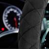 HAOKAY Luxury Fluffy Winter Steering Wheel Cover For Men Women,Soft Warm Short Plush Steering Wheel Cover Black Fuzzy With Universal 14.5-15 Inch