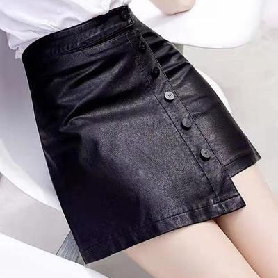 Plus Size Women’s Leather Skirt High Waist A-Line Short Skirt