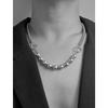 Stainless Steel Pearl Bead Necklace With Geometric Design For Men And Women