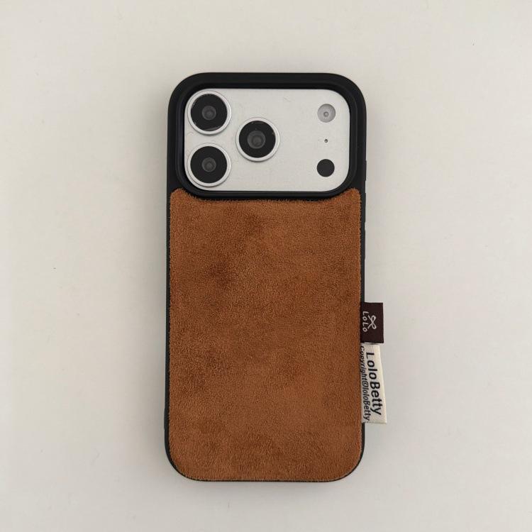 Autumn/Winter Retro Solid Suede Plush iPhone 17 Pro Max/16P/15/14 Case