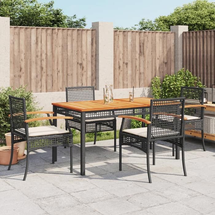 VidaXL Ensemble à Manger de Jardin avec Coussins 5pcs, Table et Chaise de Terrasse, Meubles de Patio, Mobilier d'Extérieur, 3213562