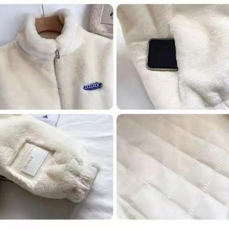 IHUASU Women's Coat Imitation Lamb Wool Coat Padded and Thickened Small Perfume Short Small Cotton Jacket Cotton Clothing
