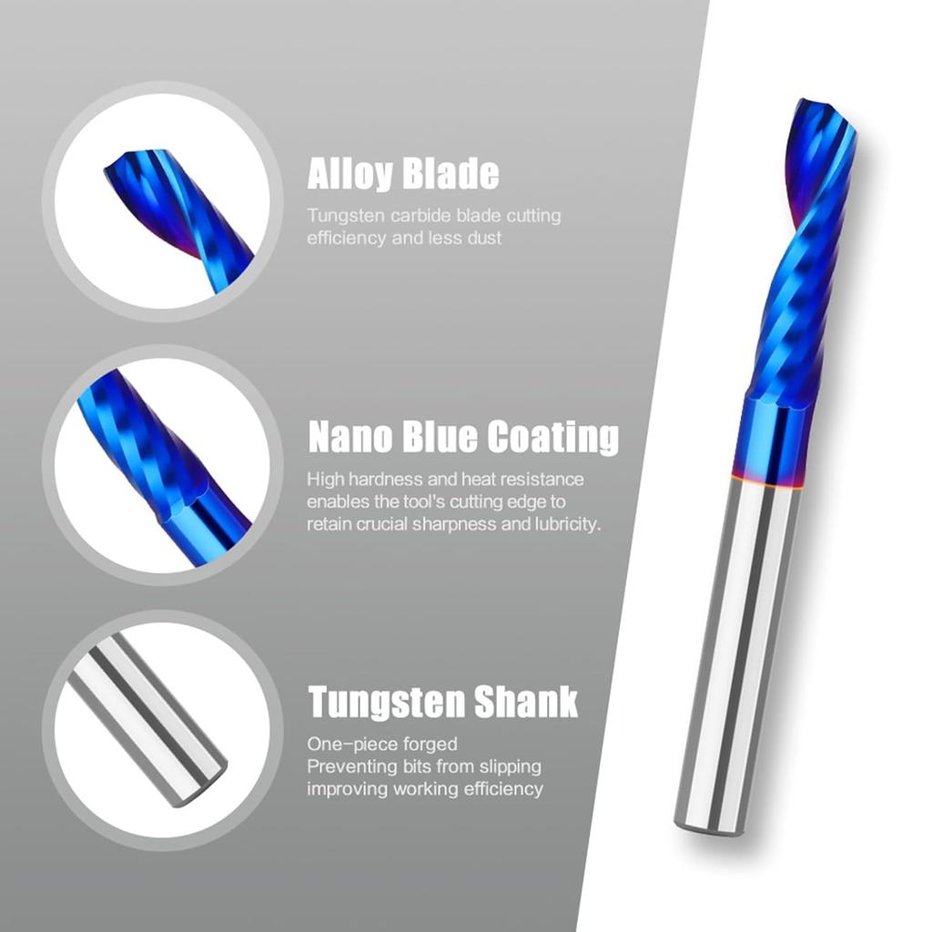 Straight Two Flute Router Cutter 1/4 Inch Shank,6.35mm Cut Diameter & 50.8mm Cut Length,Tungsten Carbide Tipped,Milling Cutter Straight Router Bit