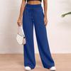 Women's Solid Color High Waisted Pants, Loose Fit Sweatpants, Straight Leg Pants