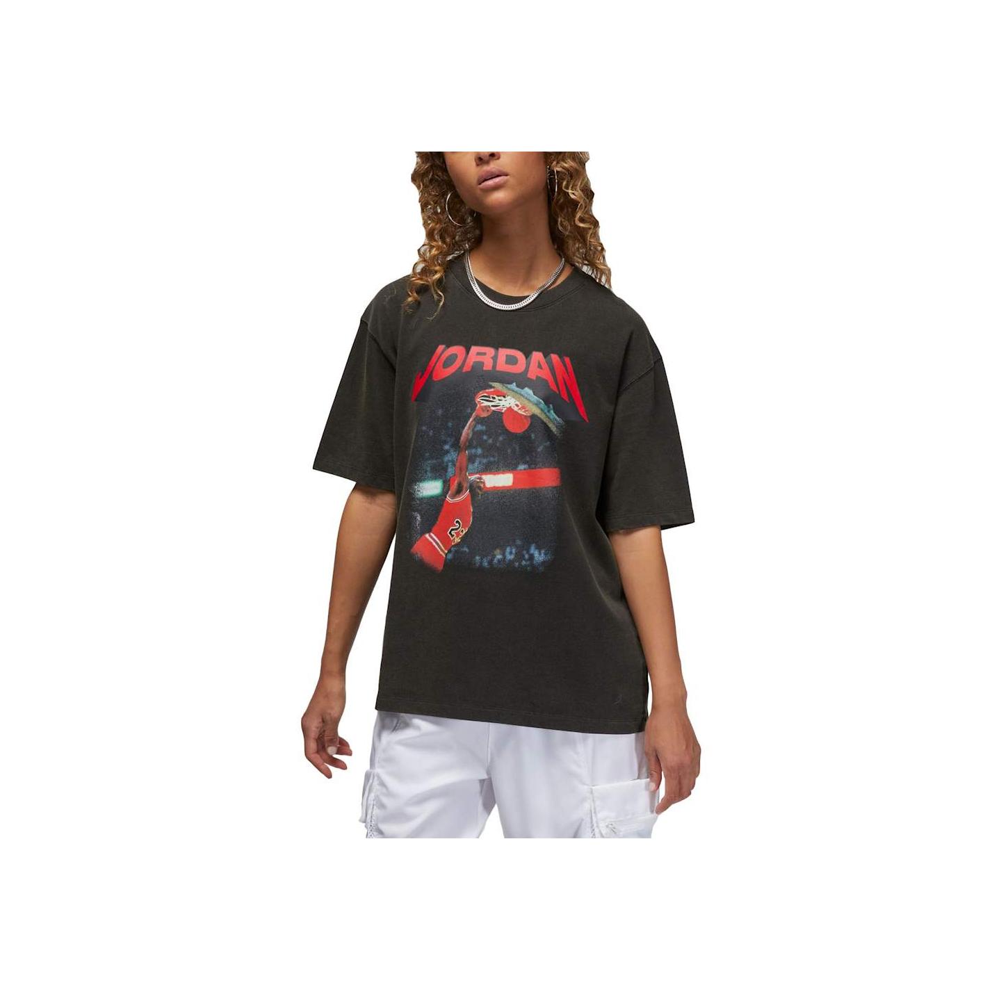 

Jordan Свободная футболка с коротким рукавом и графическим принтом Heritage Logo, женские топы, черный цвет FB5137-010 L