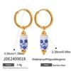 Youthway Flower Heart Ceramic Drop Dangle Stainless Steel Earrings Party Charm Romantic Jewelry for Women Gift