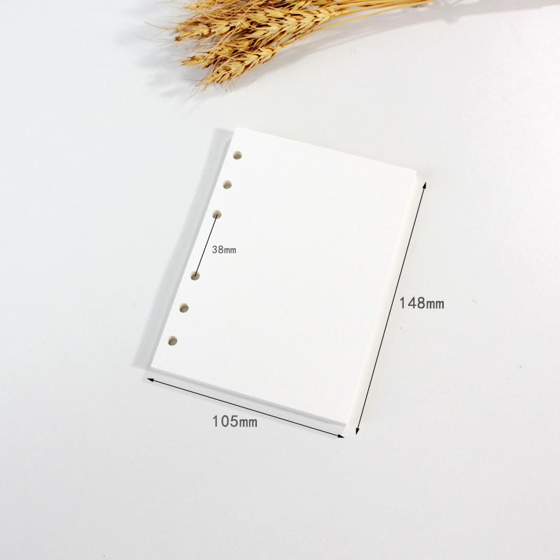 Thickened 120g Blank Loose-Leaf Refill for A6/A7 Travel Stamp Journal Notebook, Six-Hole