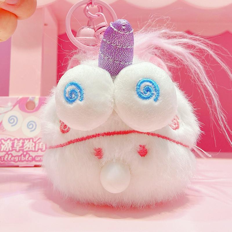 Original Enchanting Unicorn Keychain With Bubble Blowing Plush Design In Colors Adorable