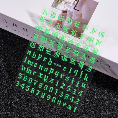 3D-Aufkleber Buchstabe Maniküre Dekorative Aufkleber Fluoreszierend Gelb-Grün Selbstklebend Kunststoff Selbstklebend Nagelaufkleber Nude
