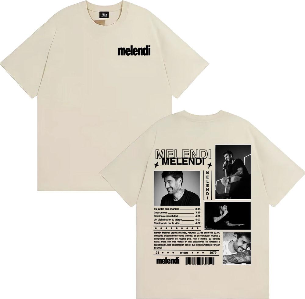 Rapper Melendi Album Tour 2025 Cover Print T Shirts for Men Harajuku Hip Hop Streetwear T-shirt High Quality 100% Cotton T Shirt