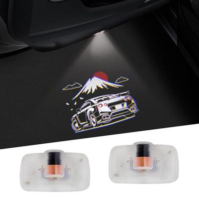 Courtesy Lamp, Car Door Lamp, Door Welcome Light, Courtesi LED Logo Projection, Tools Included, Compatible GTR R35 R34