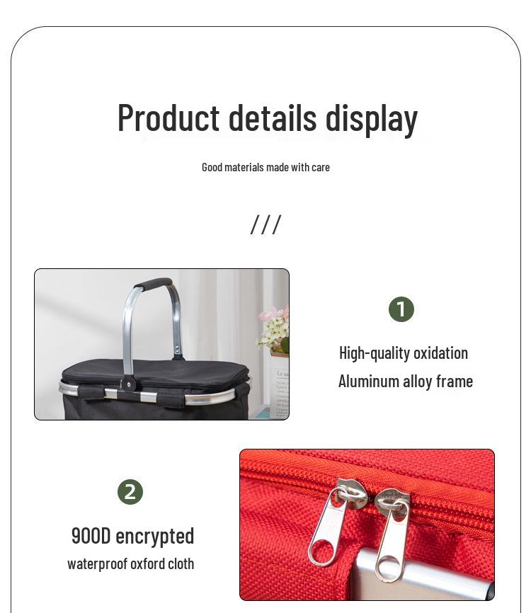 Insulated Folding Picnic Basket & Thickened Shopping Tote for Camping